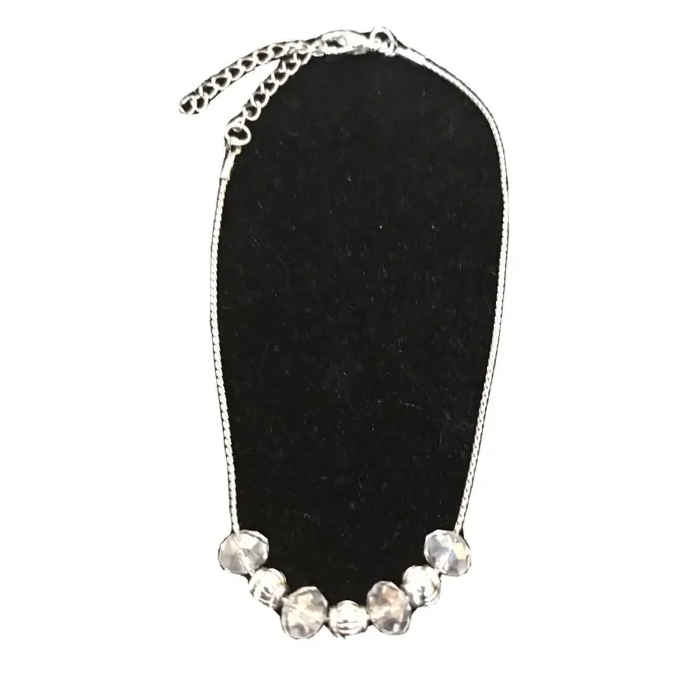 5 Clear Bead Silvertone Hardware Delicate Chain 7